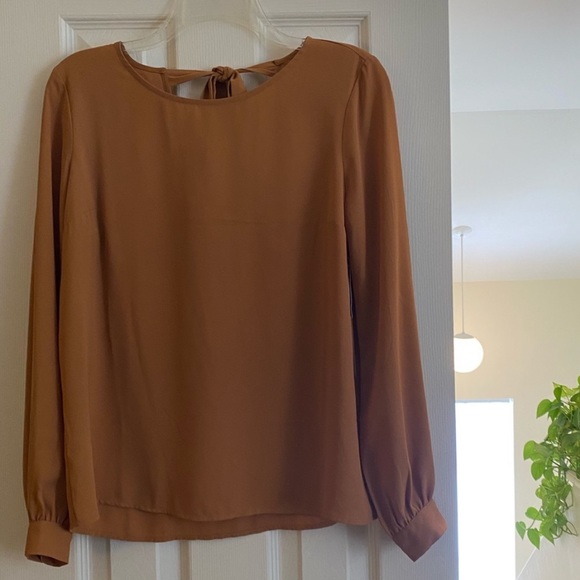 NWT Tie-Back Mustard Blouse - Picture 5 of 8